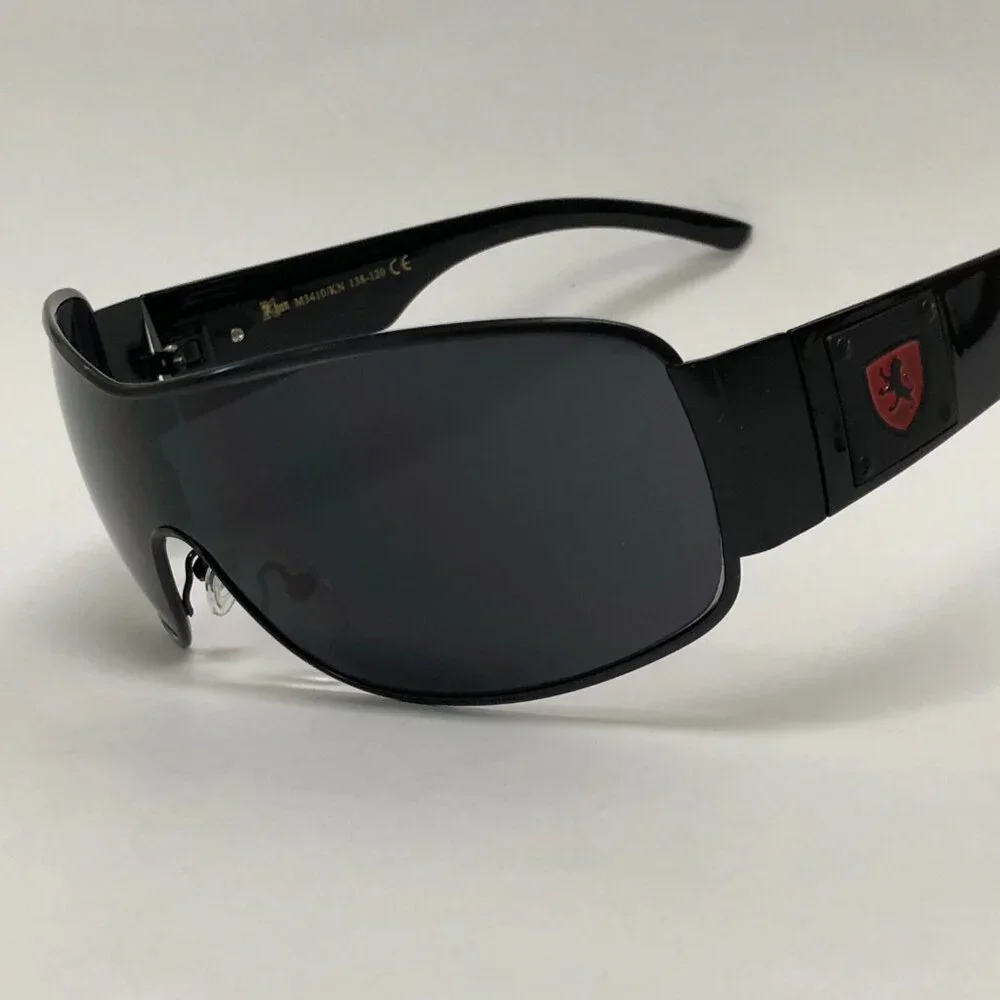 Men Fashion Sunglasses Single Metal Frame Dark Black Lens Sports Outdoor Stylish